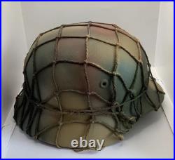 Original Refurbished German Helmet M40 WW2 Shell Size 64 Camo Paint & Net