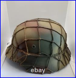 Original Refurbished German Helmet M40 WW2 Shell Size 64 Camo Paint & Net