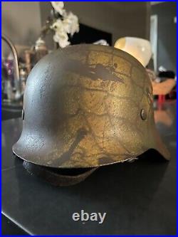 Original Restored German WW2 M42 Luftwaffe Stahlhelm Helmet in Normandy Camo
