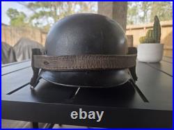 Original WW II m40 Helmet with Leather Strap hand made for a german soldier