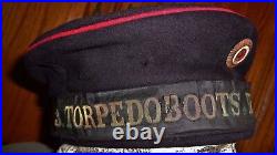 Original WW1 German Navy Kriegsmarine Torpedoboot Uniform Cap Hat Helmet WW2