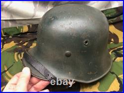 Original WW1 / WW2 German Transitional M16 Helmet Rare Variation KM helmet