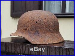 Original WW2 Battlefield Relic German Helmet M40 (with Liner) Signed
