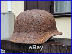 Original WW2 Battlefield Relic German Helmet M40 (with Liner) Signed