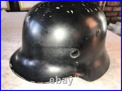 Original WW2 GERMAN Stahlhelm M40 HELMET ET64 with Liner & CHIN STRAP Evidence FBI