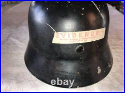 Original WW2 GERMAN Stahlhelm M40 HELMET ET64 with Liner & CHIN STRAP Evidence FBI