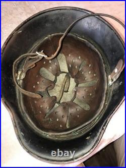 Original WW2 GERMAN Stahlhelm M40 HELMET ET64 with Liner & CHIN STRAP Evidence FBI