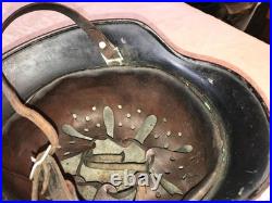 Original WW2 GERMAN Stahlhelm M40 HELMET ET64 with Liner & CHIN STRAP Evidence FBI