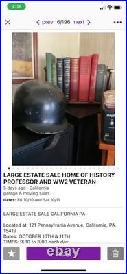 Original WW2 GERMAN Stahlhelm M40 HELMET ET64 with Liner & CHIN STRAP Evidence FBI