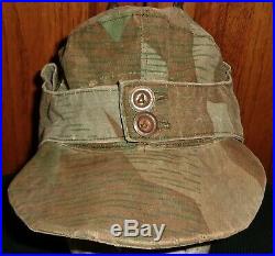 Original WW2 German Army Splinter Camo Elite Uniform Cap Hat no insignia helmet