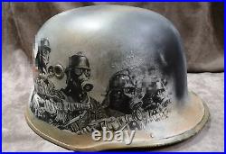 Original WW2 German Helmet M-34 Volcano-Fiber, Art Firefighters, Varnished