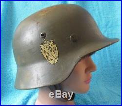 Original WW2 German Helmet Norwegian Army decals Post War Norway