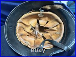 Original WW2 German Helmet WWII Steel Helmet Damaged w Liner & Strap Me