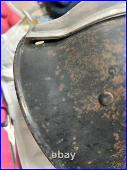 Original WW2 German Helmet WWII Steel Helmet Damaged w Liner & Strap Me
