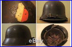Original WW2 German Helmet With Liner & Chinstrap WWII