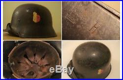 Original WW2 German Helmet With Liner & Chinstrap WWII