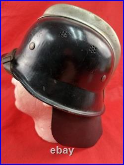 Original WW2 German M34 Fireman's Helmet With Comb & Neck Flap