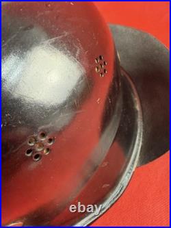 Original WW2 German M34 Fireman's Helmet With Comb & Neck Flap