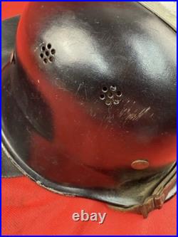 Original WW2 German M34 Fireman's Helmet With Comb & Neck Flap