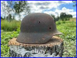 Original WW2 German M40 Battle Damaged Helmet