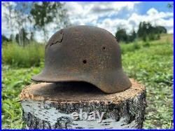 Original WW2 German M40 Battle Damaged Helmet