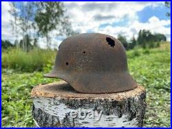 Original WW2 German M40 Battle Damaged Helmet