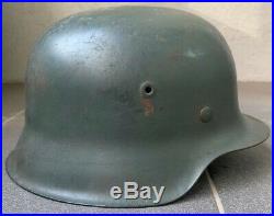 Original WW2 German M42 Helmet & Liner, Norwegian Re-issue