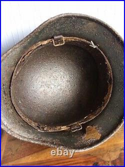 Original WW2 German Relic Helmet Fragment Damage Liner Band And Rivets Intact