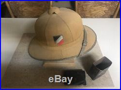 Original WW2 German Tropical Africa Corp Pith Helmet And Goggles Hard To Find
