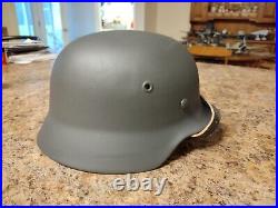 Original WW2 German m40 helmet shell ET64 refurbished with liner and chinstrap