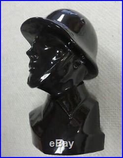 Original WW2 Vintage Ceramic BUST GERMAN ARMY SOLDIER with HELMET US GI Souvenir