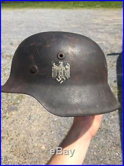 Original WW2 WWII German M42 hkp66 Steel Helmet 66cm Shell EXC Condition