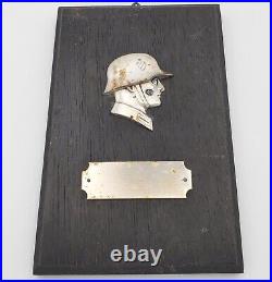 Original WW2 WWII German plaque award presentation soldier helmet stahlhelm old