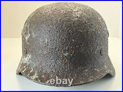 Original WW2 WWII German soldier M40 Helmet winter camouflage from Kurland #83