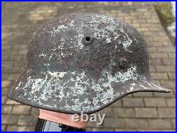 Original WW2 WWII German soldier M40 Helmet winter camouflage from Kurland #83