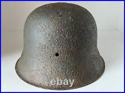 Original WW2 WWII German soldier M42 Helmet relics from Kurland battlefield #80