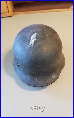 Original WWII Era German Helmet with NO Markings With Original Leather & Strap
