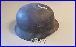 Original WWII Era German Helmet with NO Markings With Original Leather & Strap