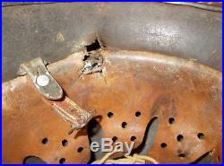 Original WWII German Army Elite M40 Helmet Battle Damage Bullet Hole