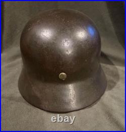 Original WWII German Double Decal M35 EF60 With Replaced Leather