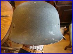 Original WWII German Helmet M42 No Decals Good Liner & Paint Large Size