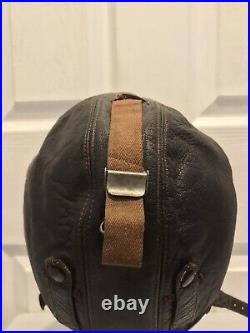 Original WWII German Leather Aviator Flight / Motorcycle Helmet (A+ Condition)