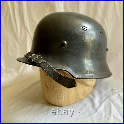 Original WWII German M34 Fire Luft Police Helmet Complete With Liner & Chinstrap