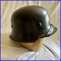 Original WWII German M34 Fire Luft Police Helmet Complete With Liner & Chinstrap