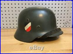 Original WWII German M35 double decal helmet 64/57 NS64, 1936 Production Date