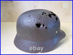 Original WWII German M40 Helmet Combat Damaged Eastern Front #204