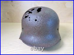 Original WWII German M40 Helmet Combat Damaged Eastern Front #204