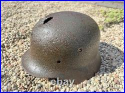 Original WWII German M40 Helmet Combat Damaged Eastern Front #204