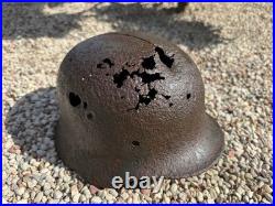 Original WWII German M40 Helmet Combat Damaged Eastern Front #204