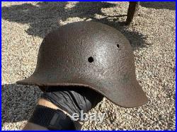 Original WWII German M40 Helmet Combat Damaged Eastern Front #204